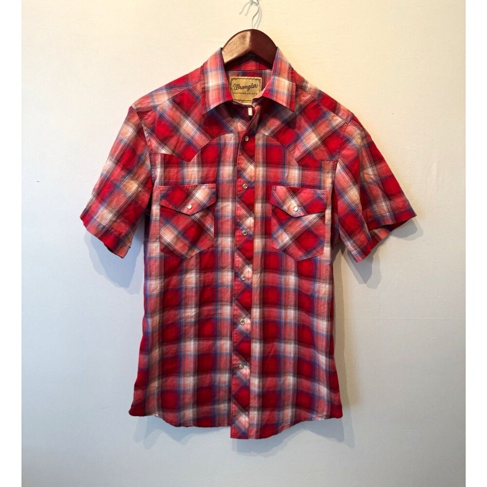 Wrangler Western Shirt Men's S Plaid Short Sleeve Button-Up Pockets